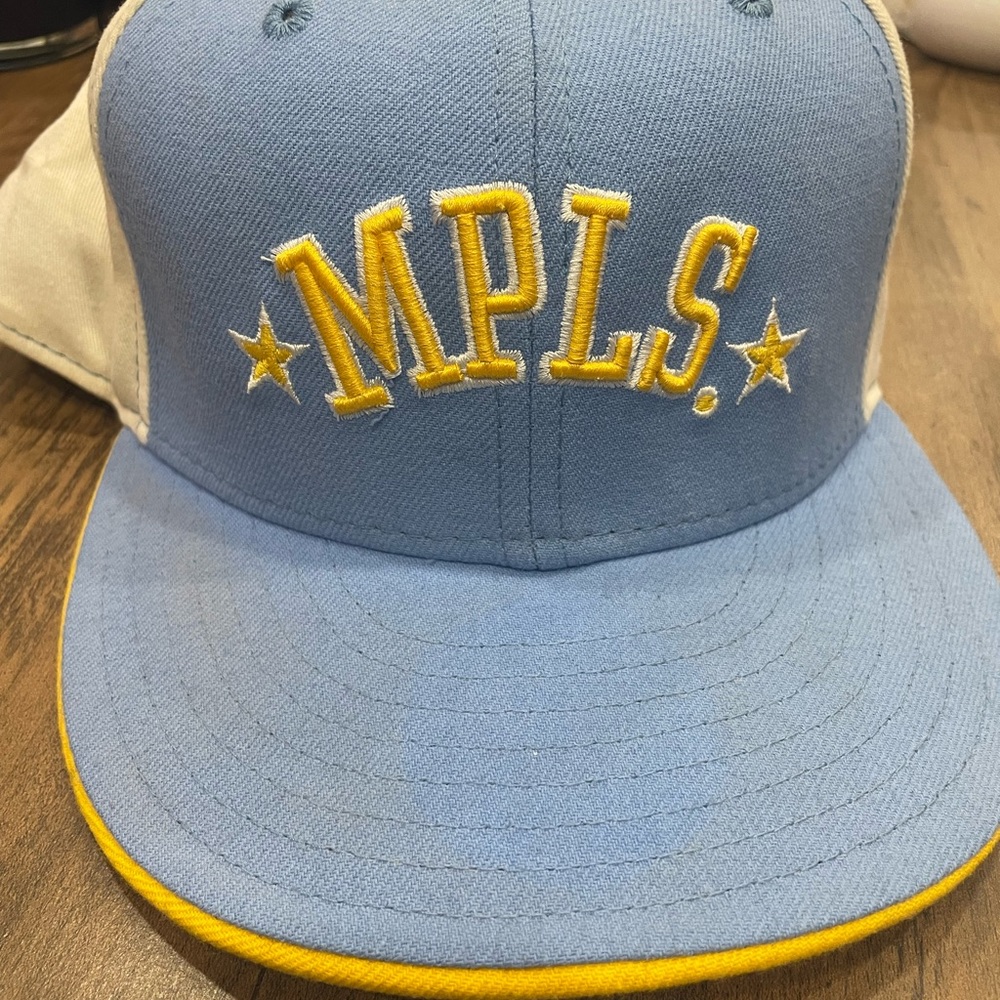 MPLS Lakers Fitted Hat Cap with Baby Blue and Yellow MPLS Embroidery